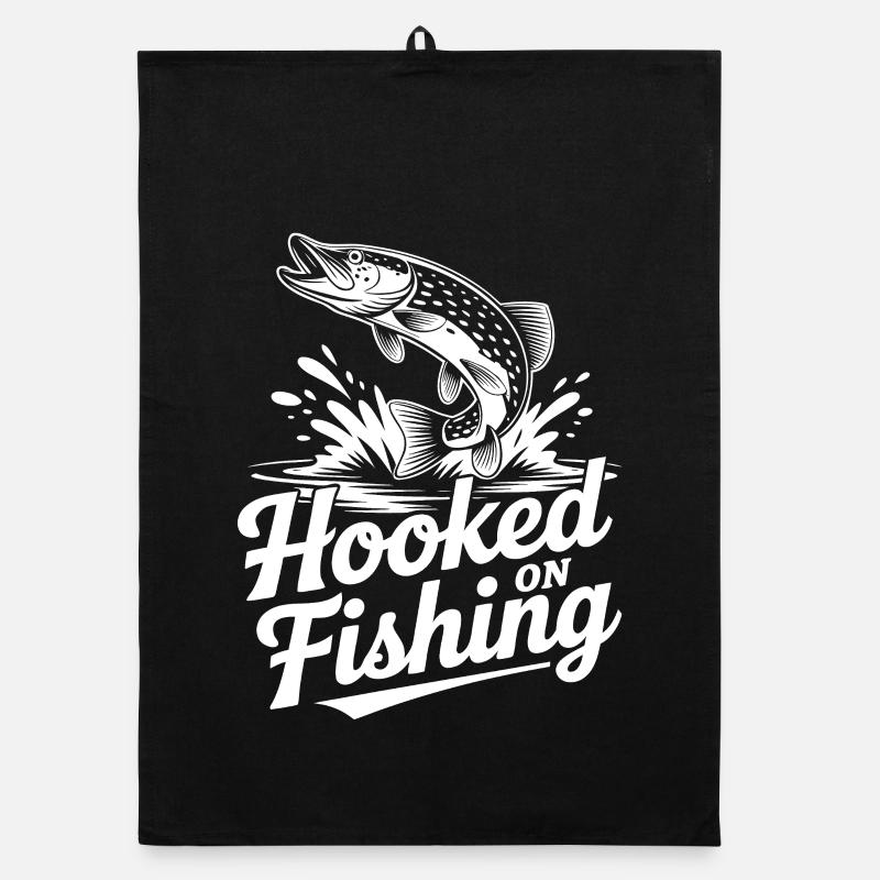 Hooked on Fishing Graphic Organic dish towel