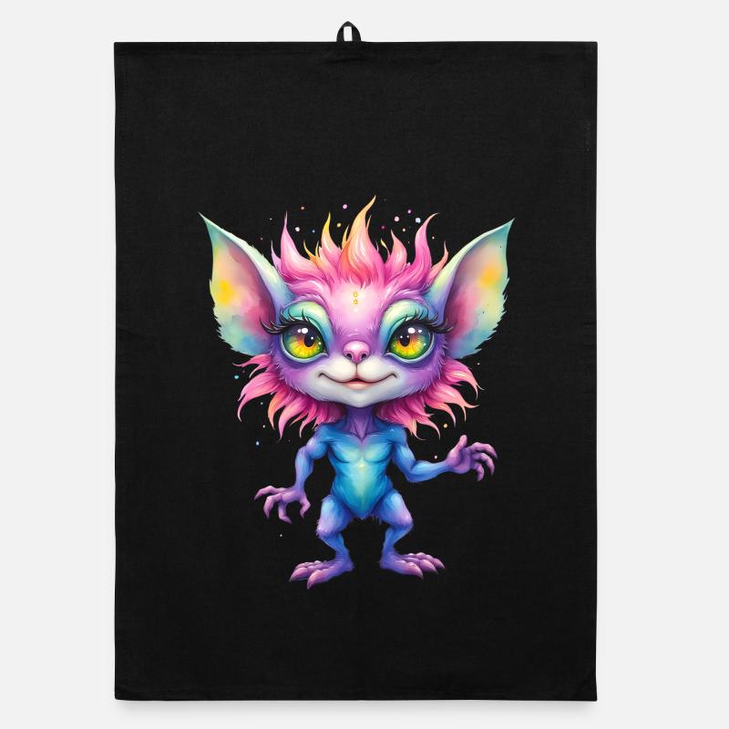 Fantasy Rainbow Creature Organic dish towel