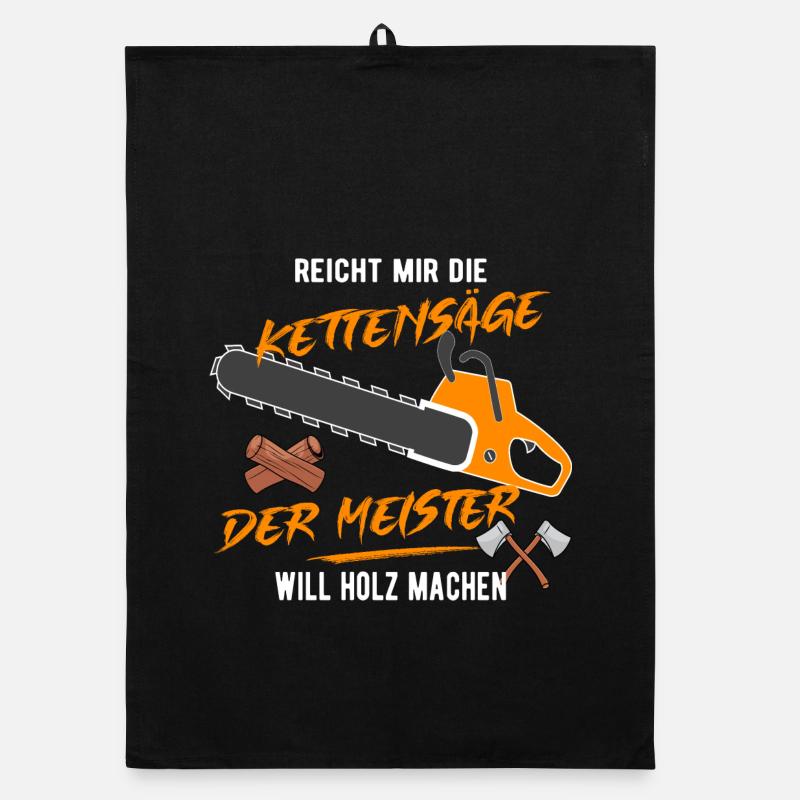 Der Meister will Holz machen! - Organic Geschirrtuch - Schwarz