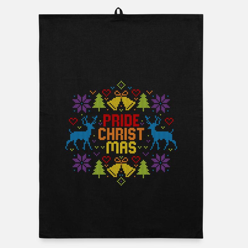 Ugly Christmas Pride Christmas LGBTQ Regenbogen - Organic Geschirrtuch - Schwarz