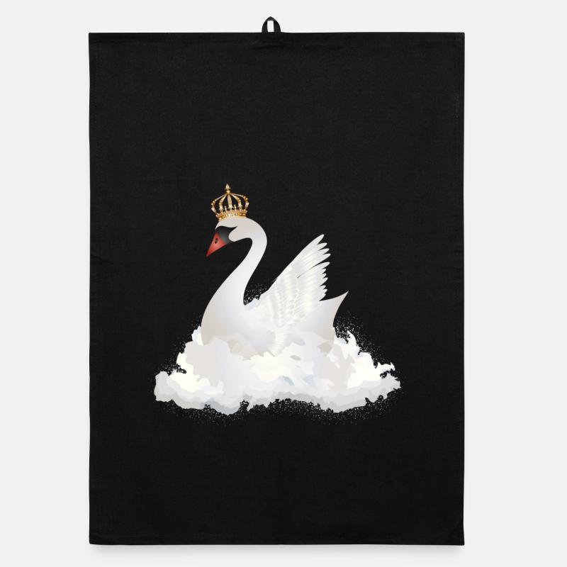 dreamlike swan in the clouds with a crown Organic dish towel