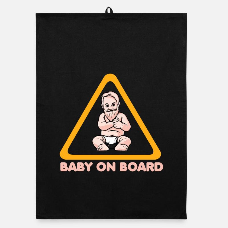 Panneau d’avertissement bébé à bord avec illustration de bébé Torchon bio
