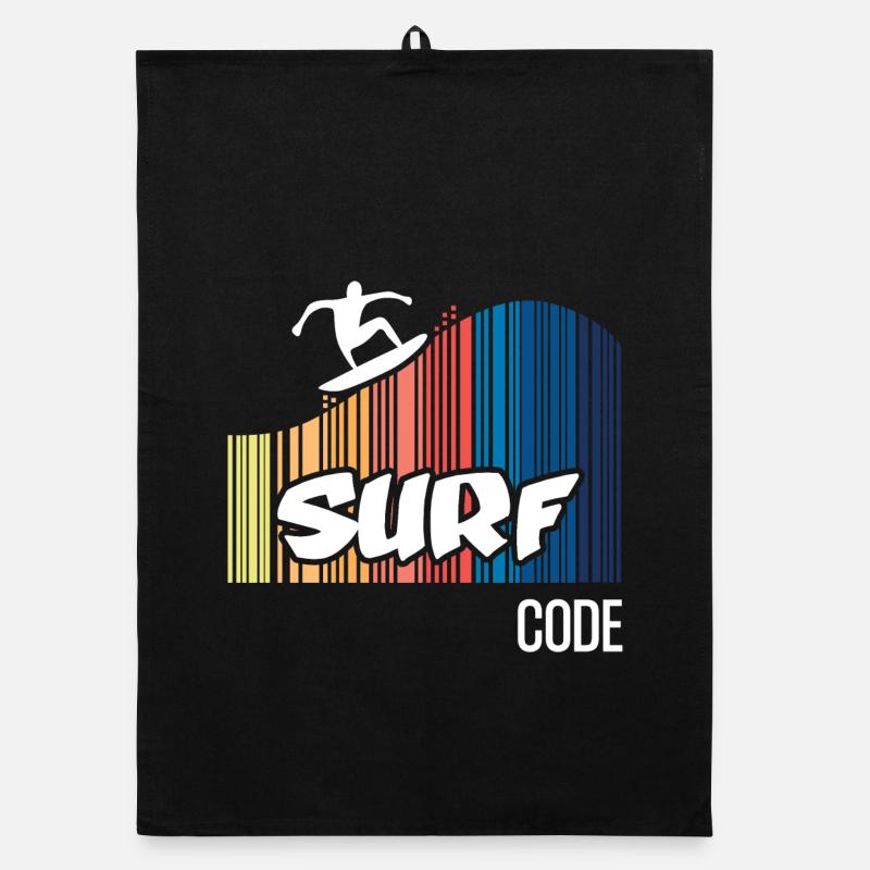 Surf Code (dark) Organic dish towel