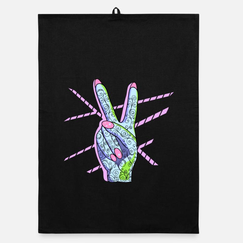 Signe de paix Main Doigt Cool Symbole de paix Torchon bio