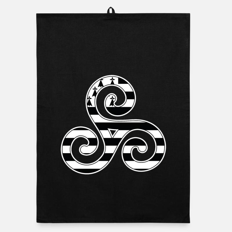 Brittany logo Gwenn ha du Triskèle Breton gift Organic dish towel