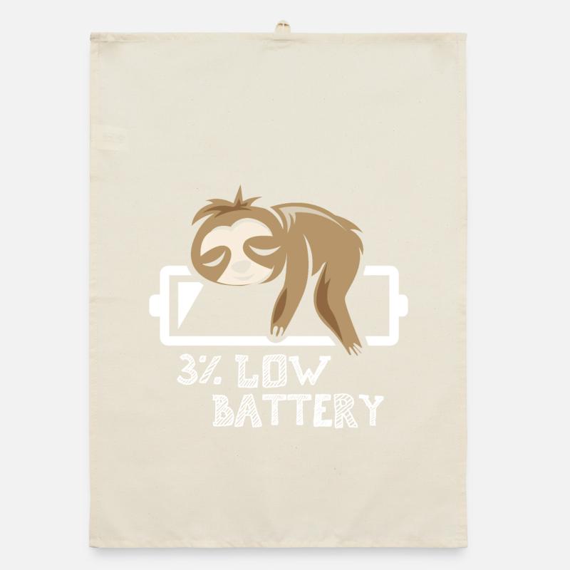 sloth battery empty funny animals comic cartoon Organic dish towel
