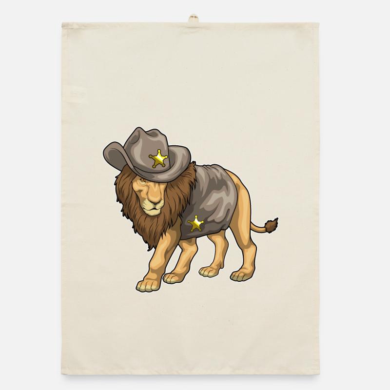 Löwe Sheriff Cowboyhut Organic Geschirrtuch
