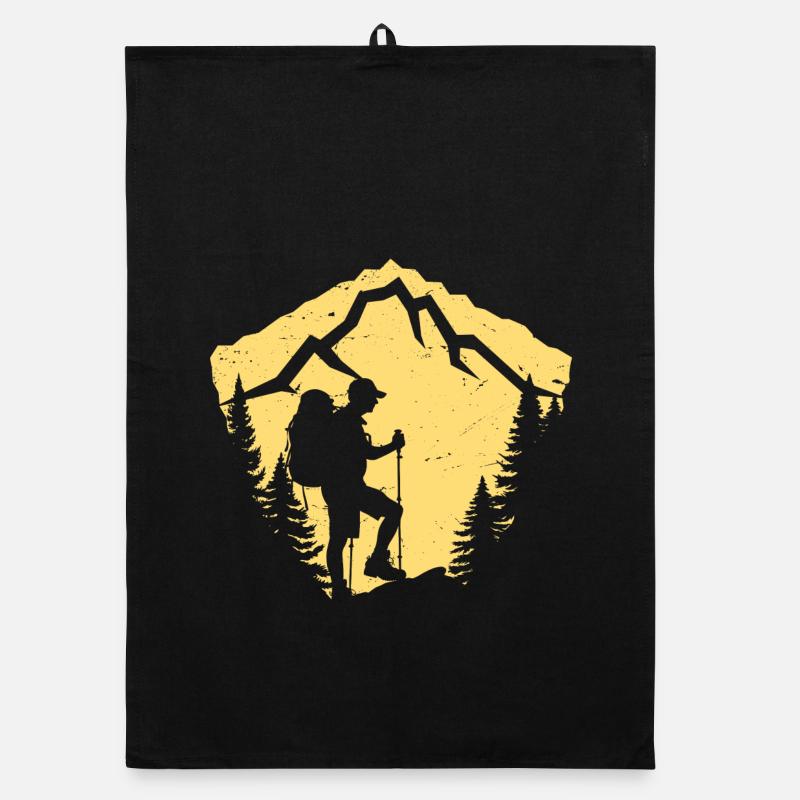 Mountain hike silhouette design Organic dish towel