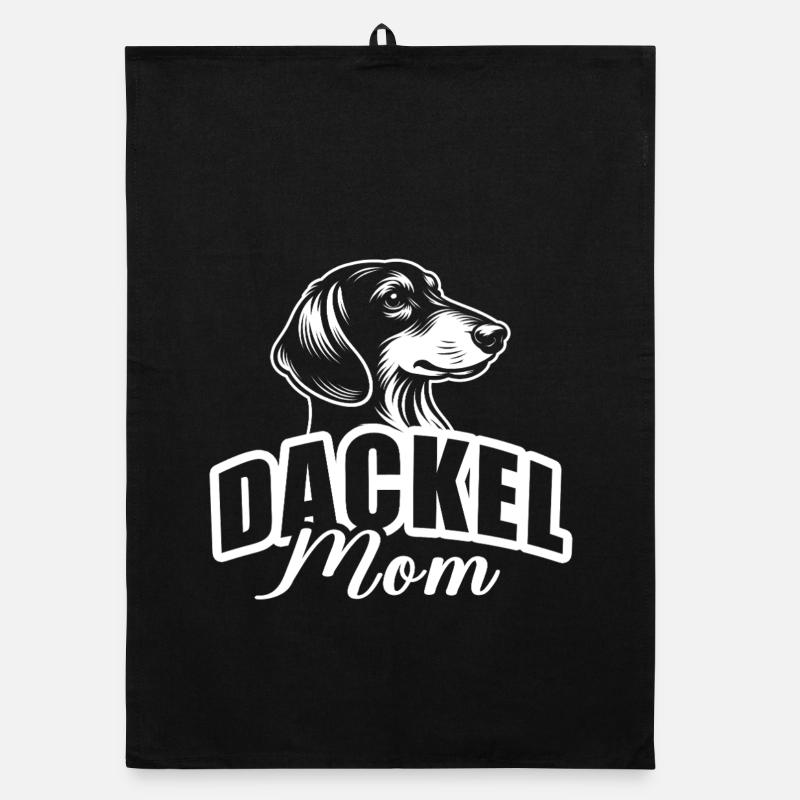 "Dackel Mom" mit Hundekopf Organic Geschirrtuch