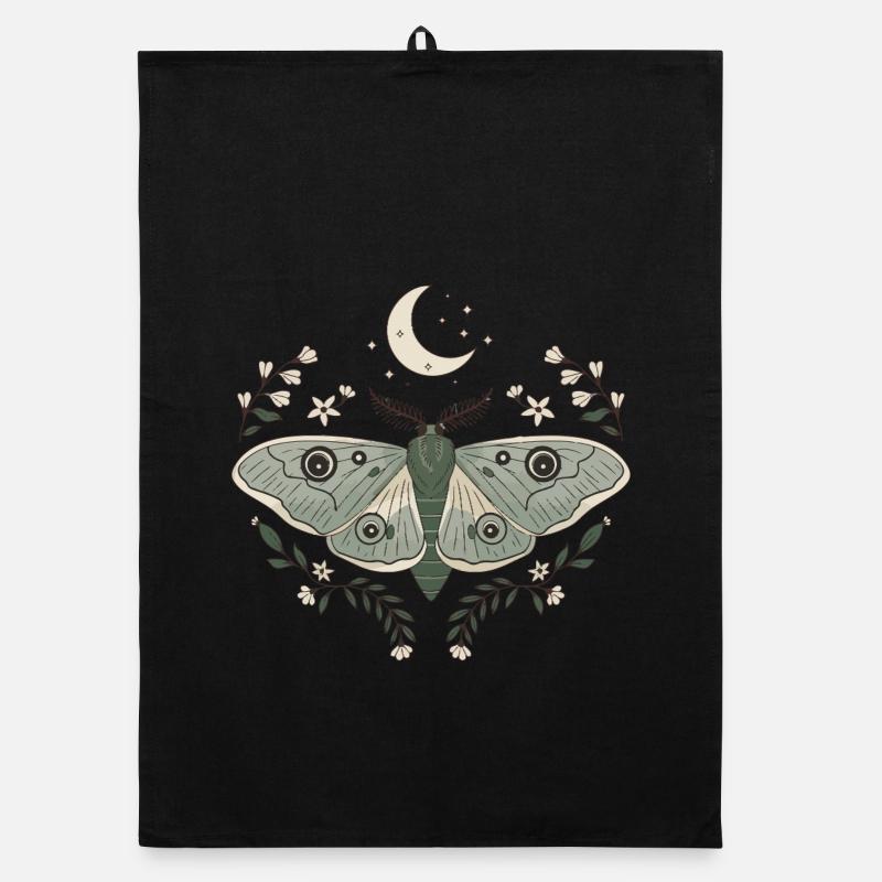 Whimsical Moth Illustration Organic dish towel
