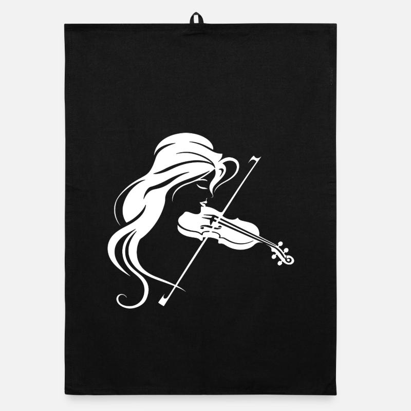 Fiddle Girl Drawing Organic dish towel