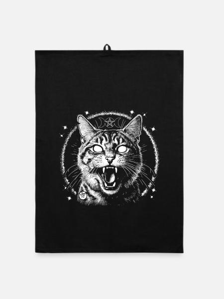 Bewitched Tabby - Organic Geschirrtuch - Schwarz - Vorne