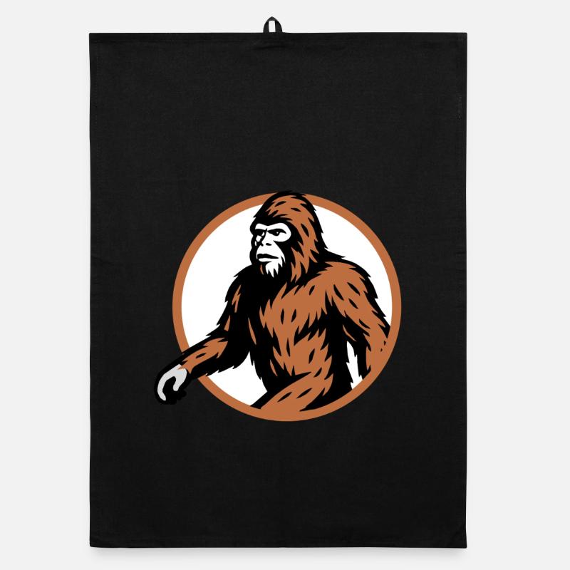 Bigfoot mysterious cryptid creature art Organic dish towel