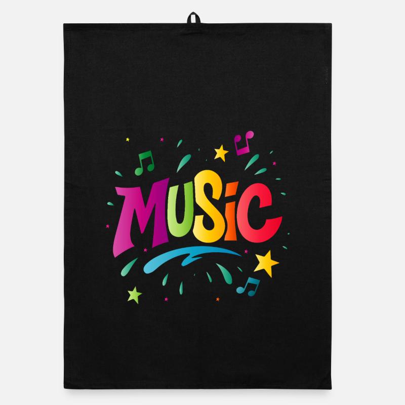 Musique – Typographie colorée avec symbole de note Torchon bio