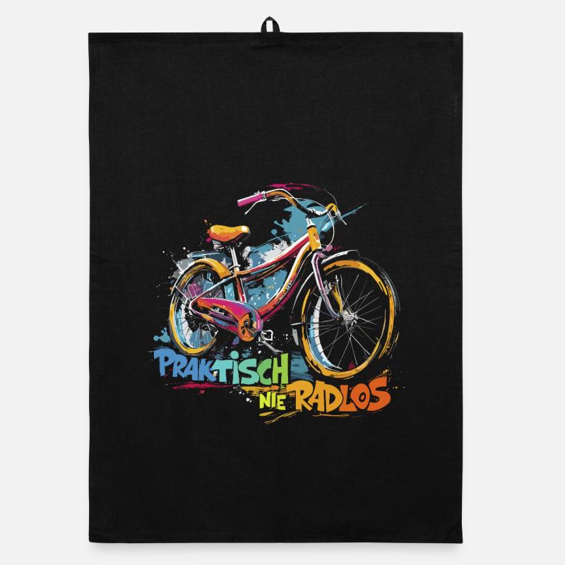 Buntes Fahrrad mit Spritz-Design Organic Geschirrtuch