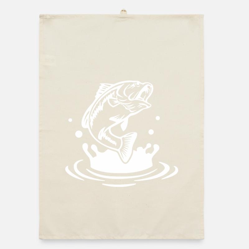 Dynamic Fish Jump Illustration Organic dish towel