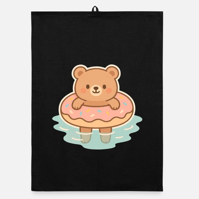 Ourson mignon dans l'eau Torchon bio