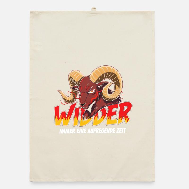 Aries with flame text Organic dish towel