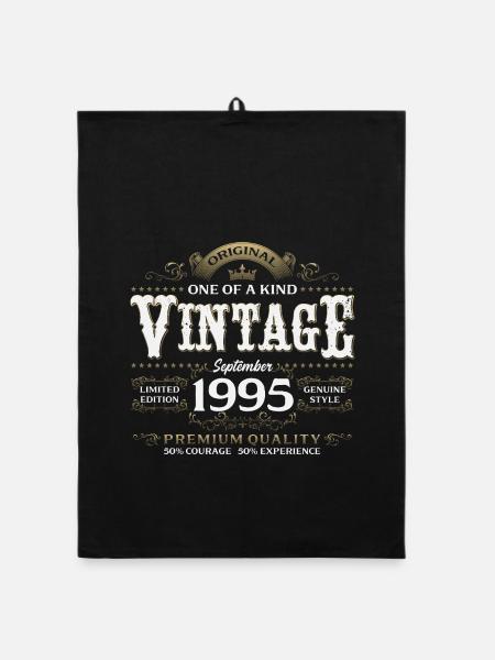 30th Birthday Vintage September 1995 - Organic dish towel - black - Front