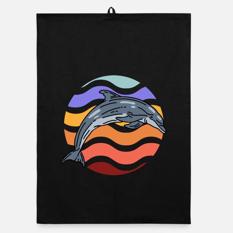 Dolphin in wave pattern Organic dish towel