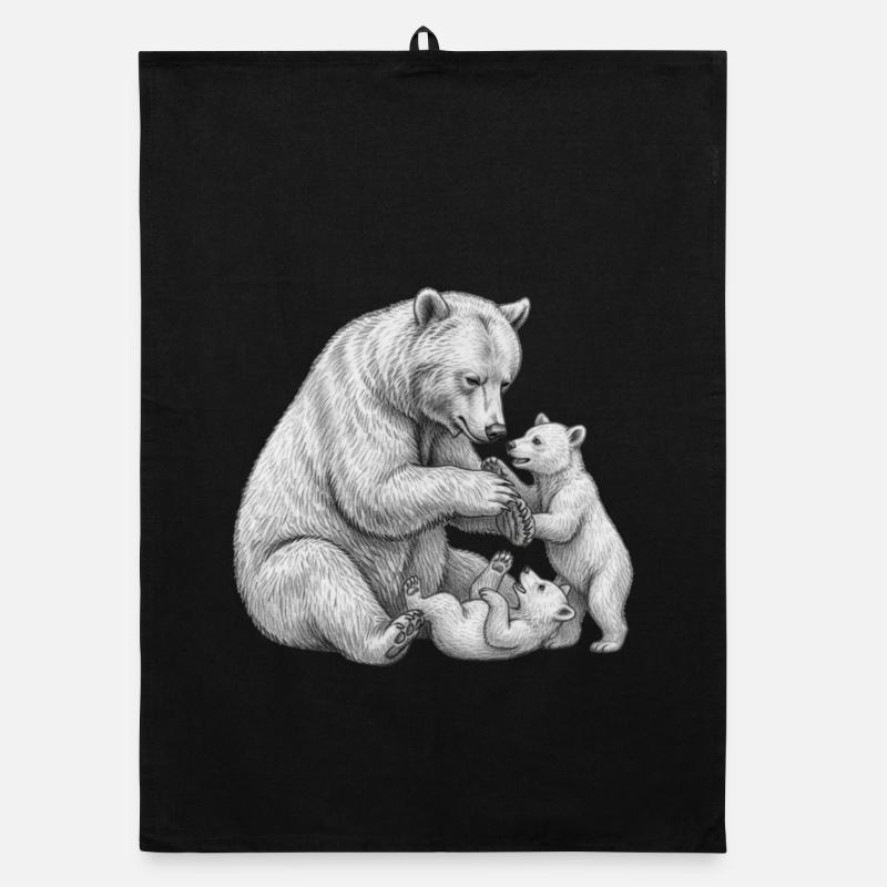 Ours et ses petits  Torchon bio