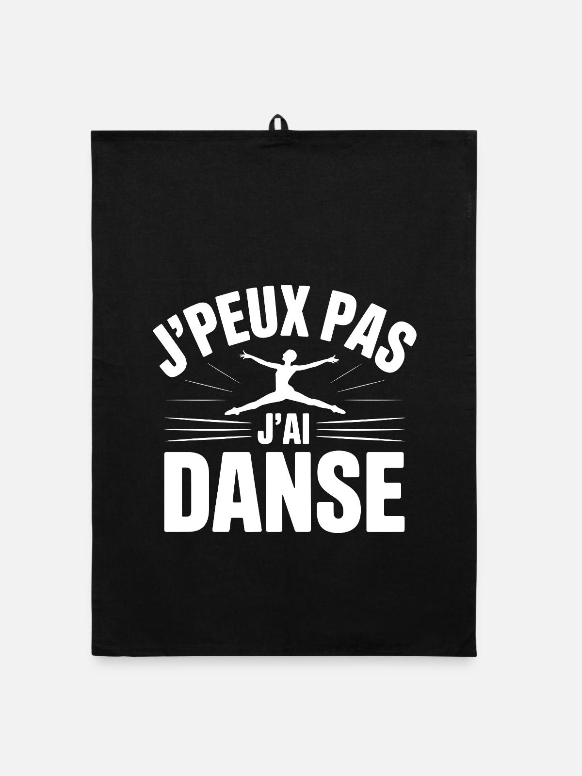 J'Peux Pas J'Ai Danse - Torchon bio - noir - Devant