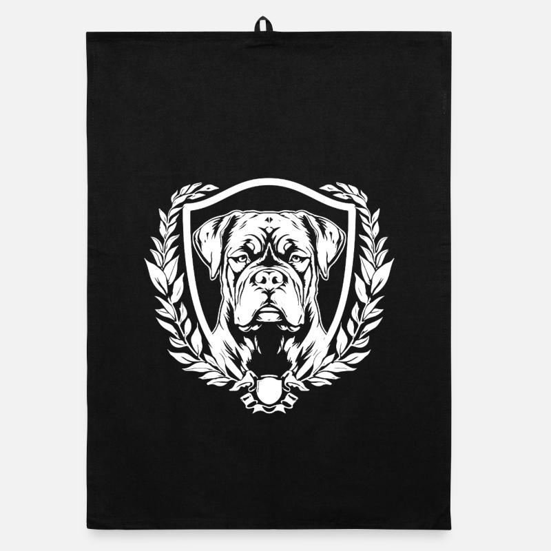 Blason de bouledogue avec couronne de laurier Torchon bio