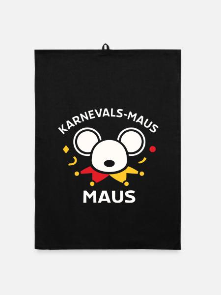 Karnevalsmaus Süßes Faschings-Motiv Geschenk - Organic Geschirrtuch - Schwarz - Vorne