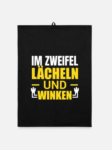 Im Zweifel lächeln und winken - Organic Geschirrtuch - Schwarz - Vorne