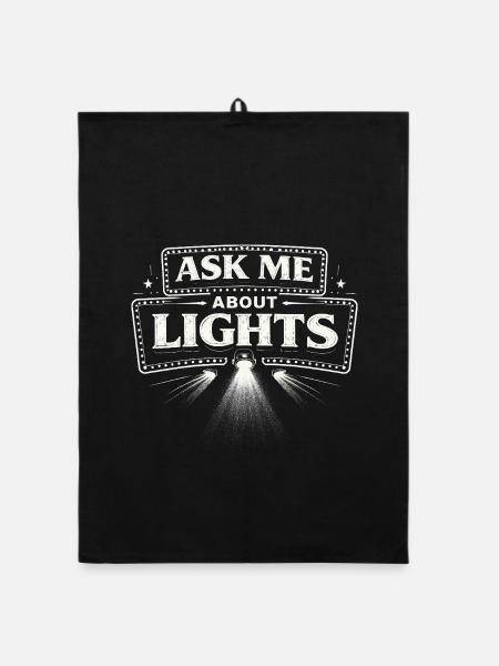 Lichttechniker Ask Me About Lights - Organic dish towel - black - Front