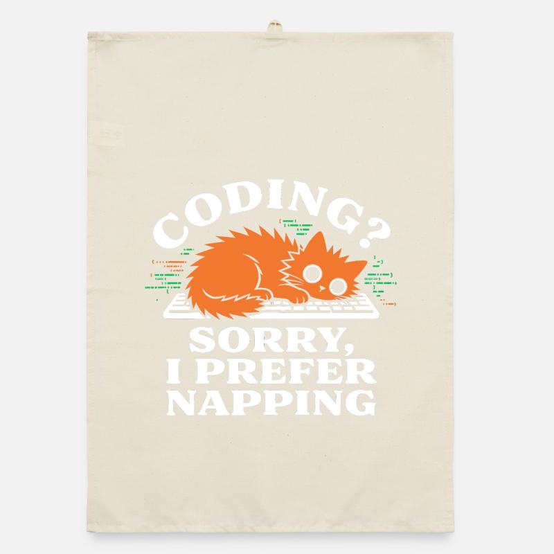 Coding? Sorry, I Prefer Napping Funny Cat Organic dish towel