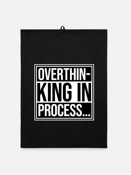 Overthinking In Process Lustig Grübeln Spruch Logo - Organic Geschirrtuch - Schwarz - Vorne