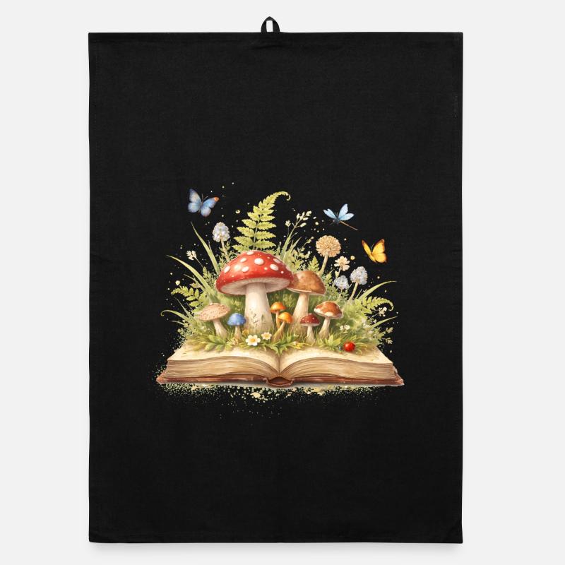 Magic book with forest illustration Organic dish towel
