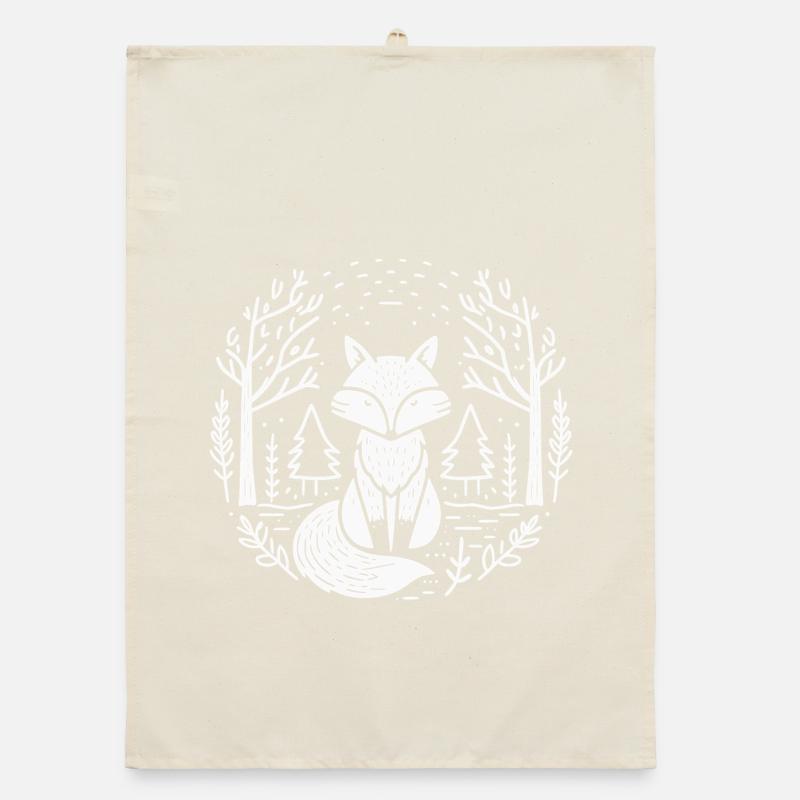 Fuchs im Wald Kreis Illustration Organic Geschirrtuch