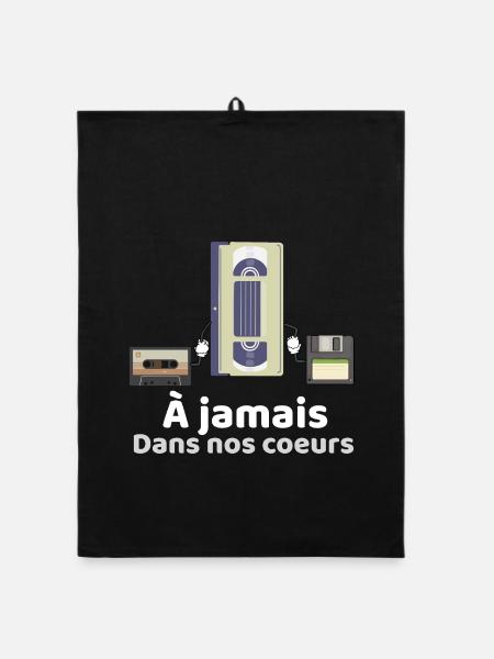 A Jamais Dans Nos Coeurs T-Shirt Cadeau Humour - Torchon bio - noir - Devant