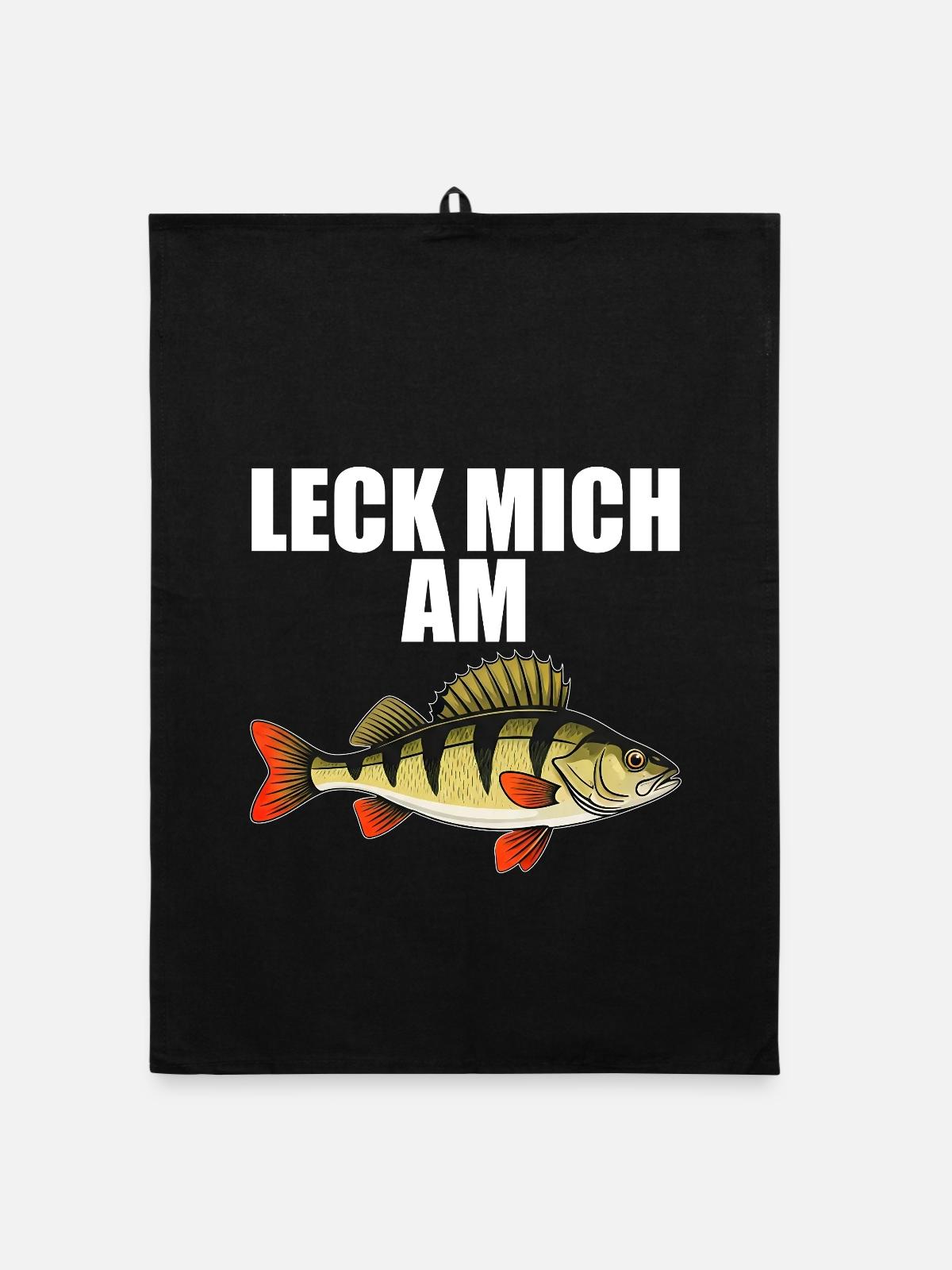 Leck Mich Am Barsch - Organic Geschirrtuch - Schwarz - Vorne