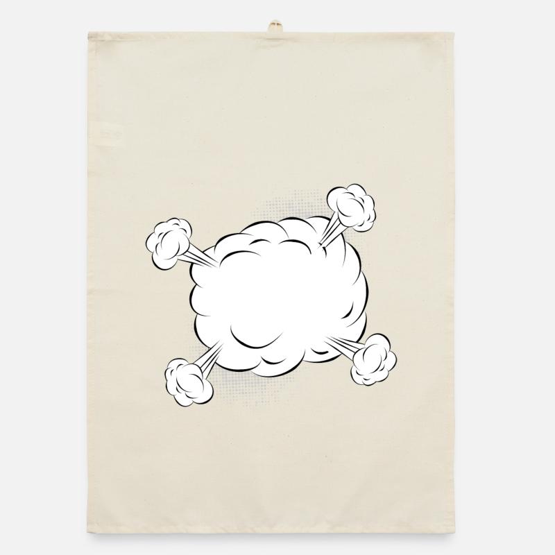 Empty comic fight cloud for your own texts & motifs Organic dish towel