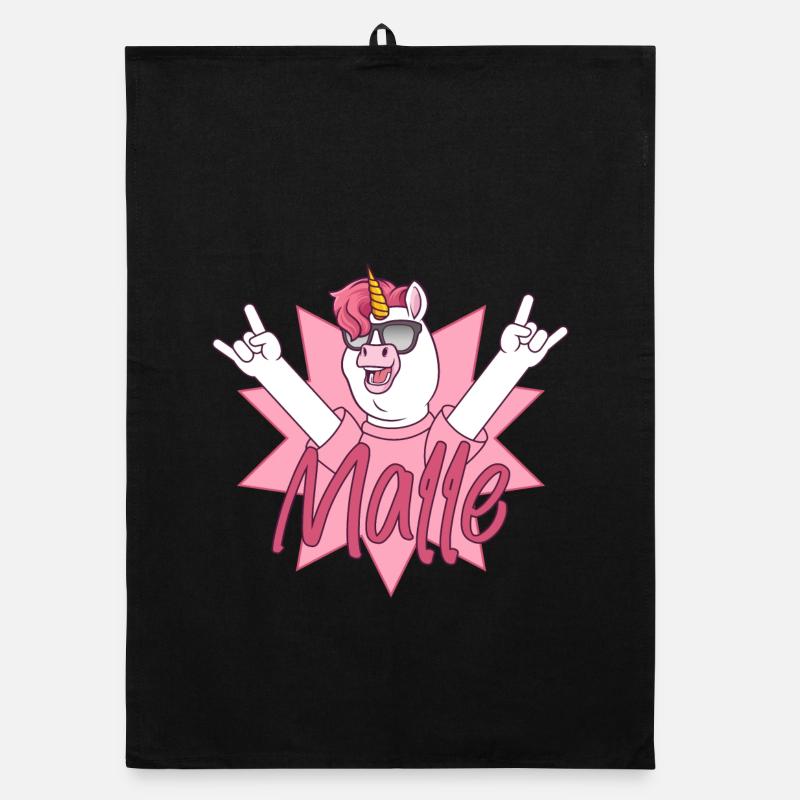 Malle Outfit Einhorn - Organic Geschirrtuch - Schwarz