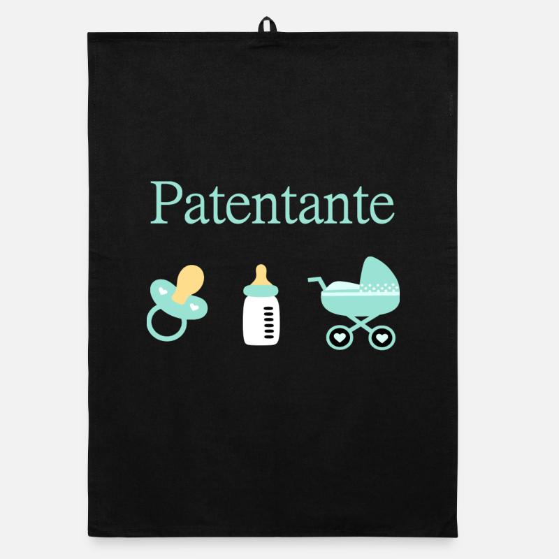 Patentante Taufe Geburt Junge - Organic Geschirrtuch - Schwarz