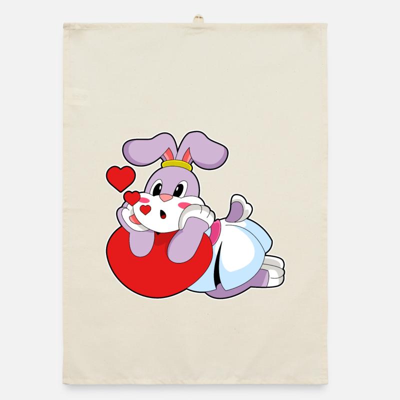 Mariage Rabbit Bride Heart Torchon bio