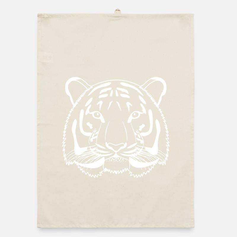Tiger Kopf - Umriss hell Organic Geschirrtuch