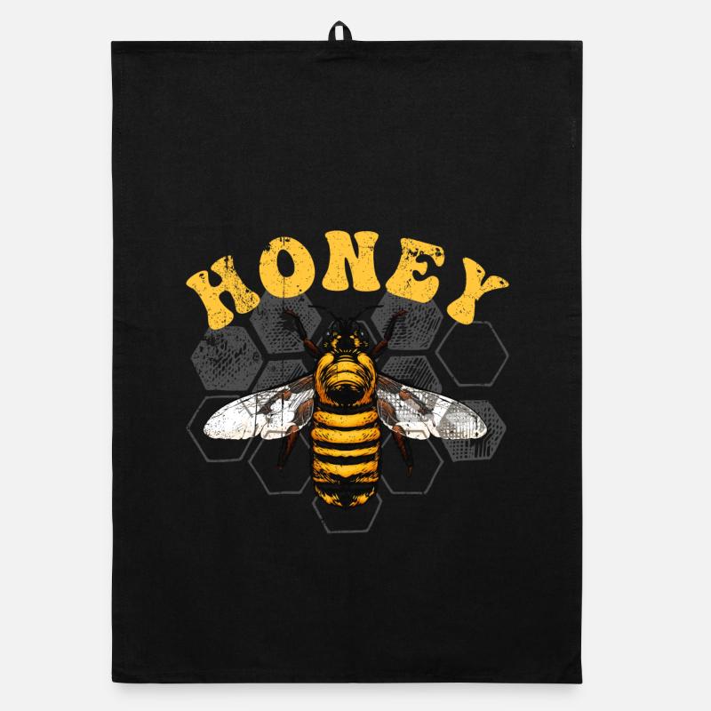 Honigbiene auf Hex-Gitter Organic Geschirrtuch