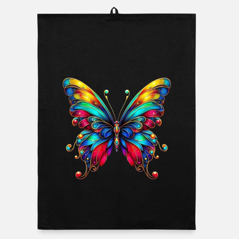 Schmetterling - Organic Geschirrtuch - Schwarz