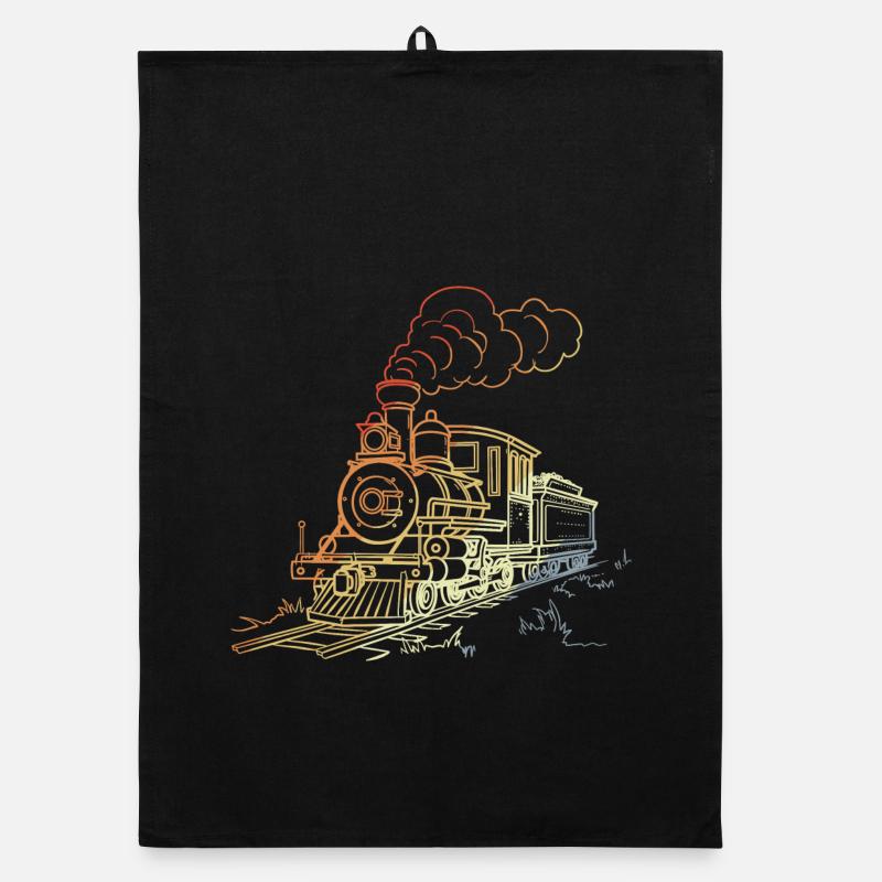 Railway Line Art Organic dish towel