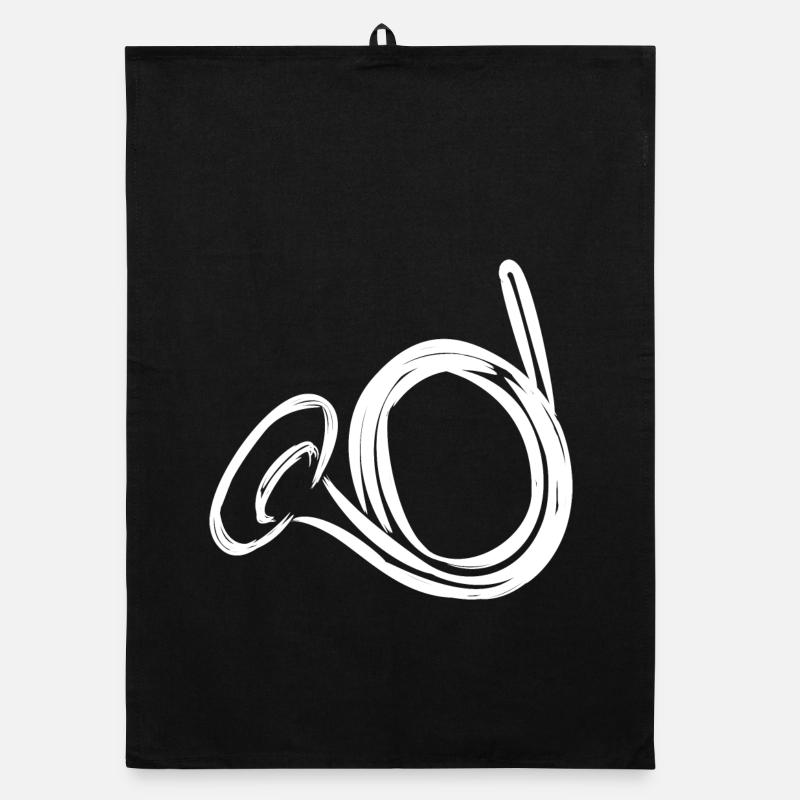 French Horn Drawing Organic dish towel