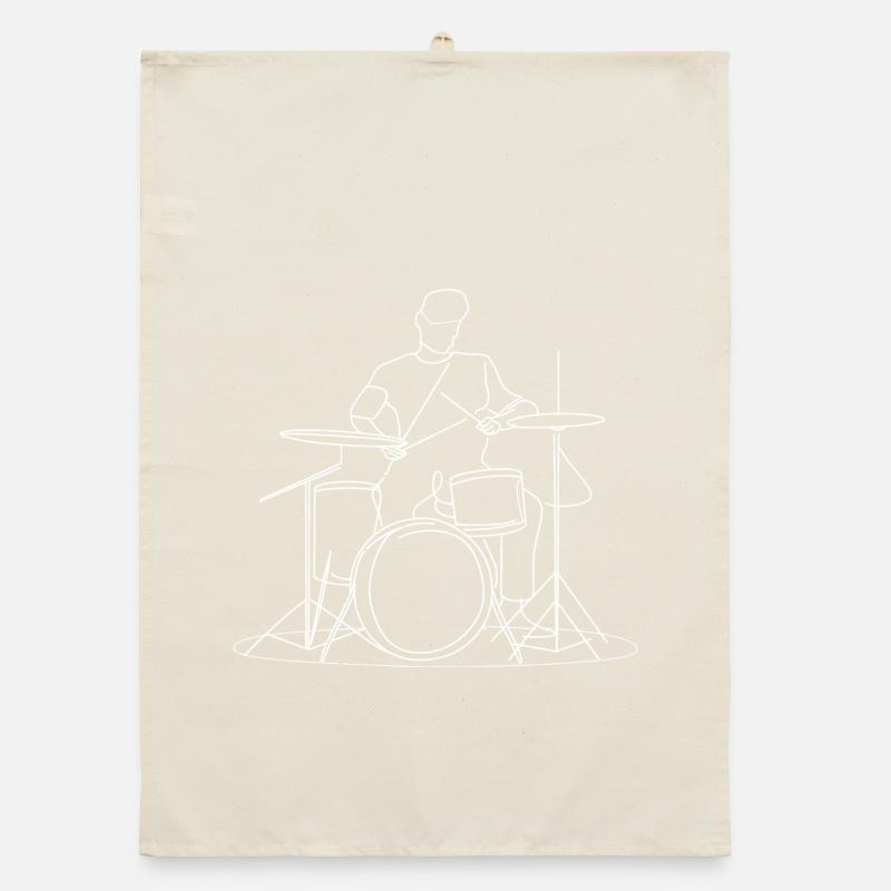 Drummer Drawing Organic dish towel