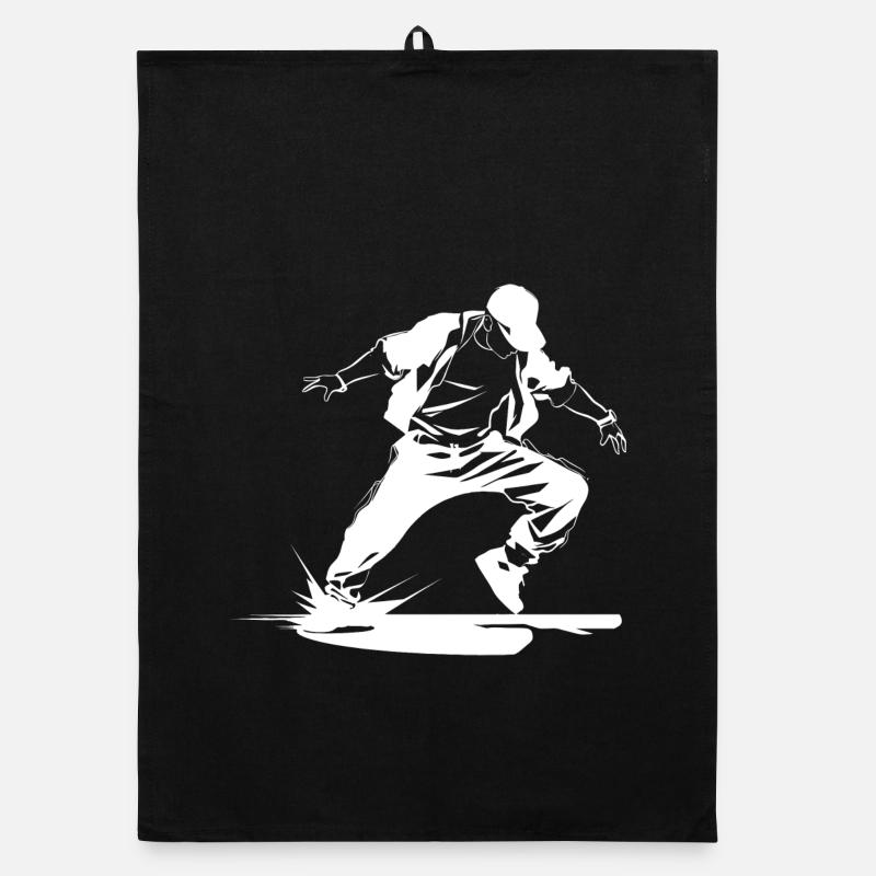 B-Boy Skizze - Organic Geschirrtuch - Schwarz