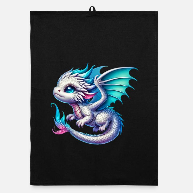 Drache - Organic Geschirrtuch - Schwarz