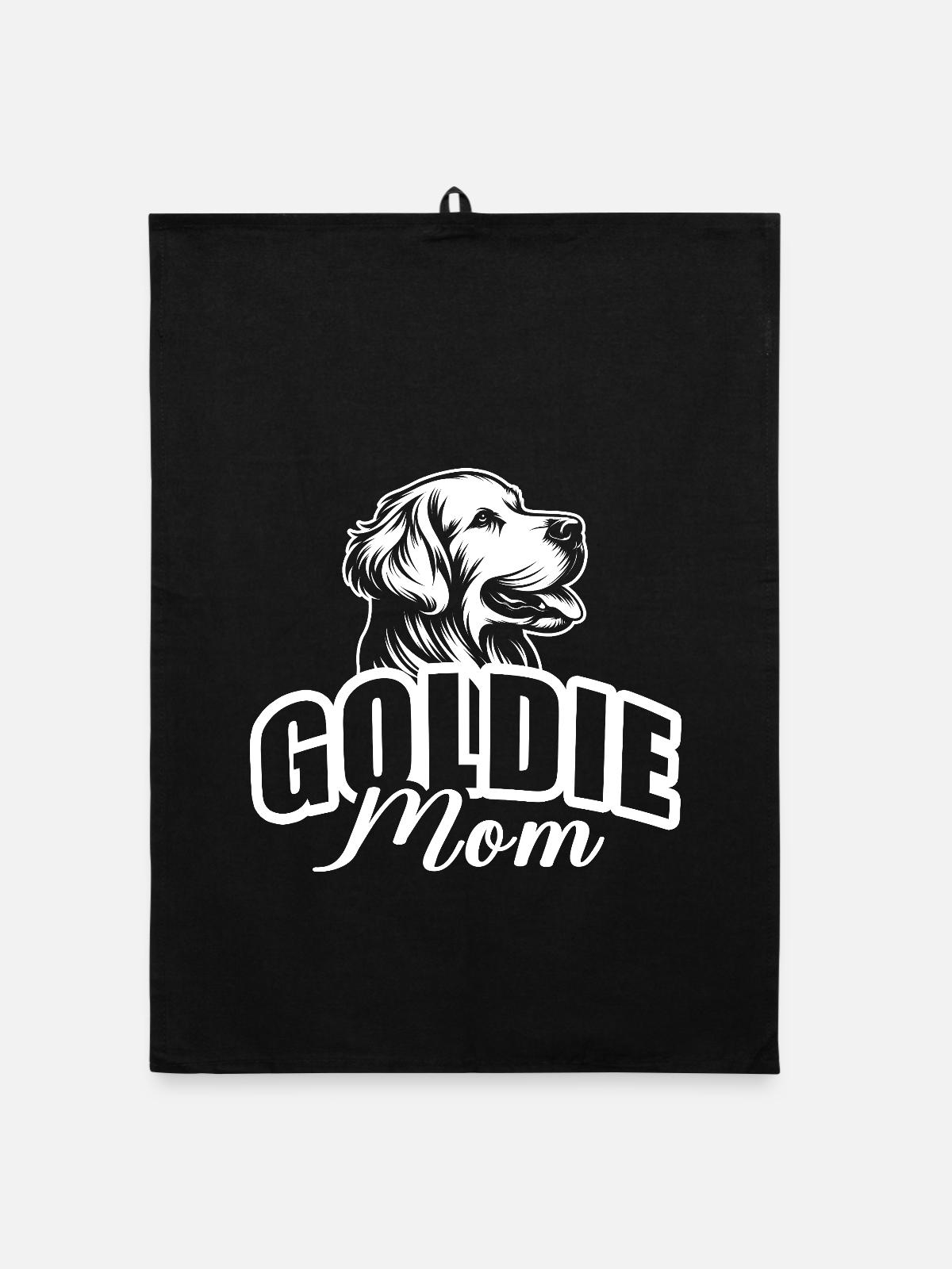 "Goldie Mom" mit Hundekopf - Organic Geschirrtuch - Schwarz - Vorne