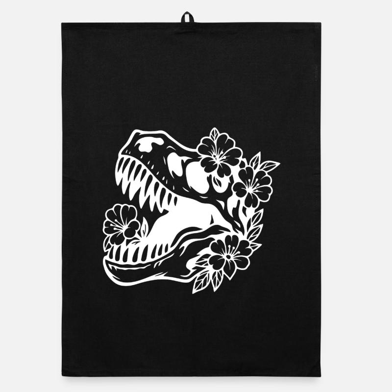 Floral Dinosaur Silhouette Design Organic dish towel